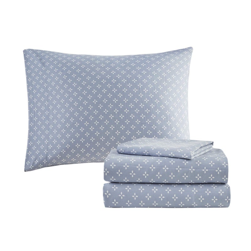 Madison Park Essentials Cozy Bed in a Bag Reversible Comforter with Complete Sheet Set - Modern Botanical Print All Season Cover, Shams, Decorative Pillow, Full(78"x86"), Blue 8 Piece - Image 4